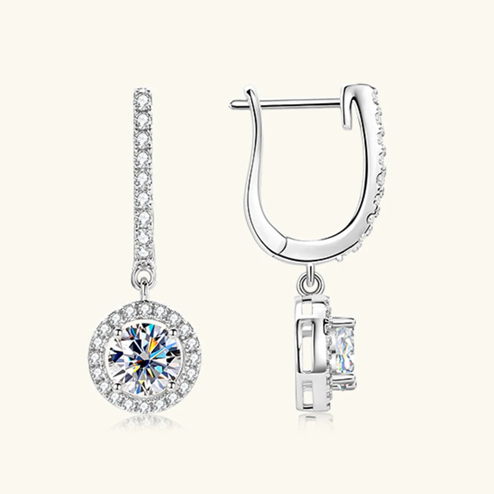 Drop Earrings for Women 925 Sterling Sliver Plated 1CT D Color Moissanite White Gold Rose Gold Earring Bride Wedding Jewelry