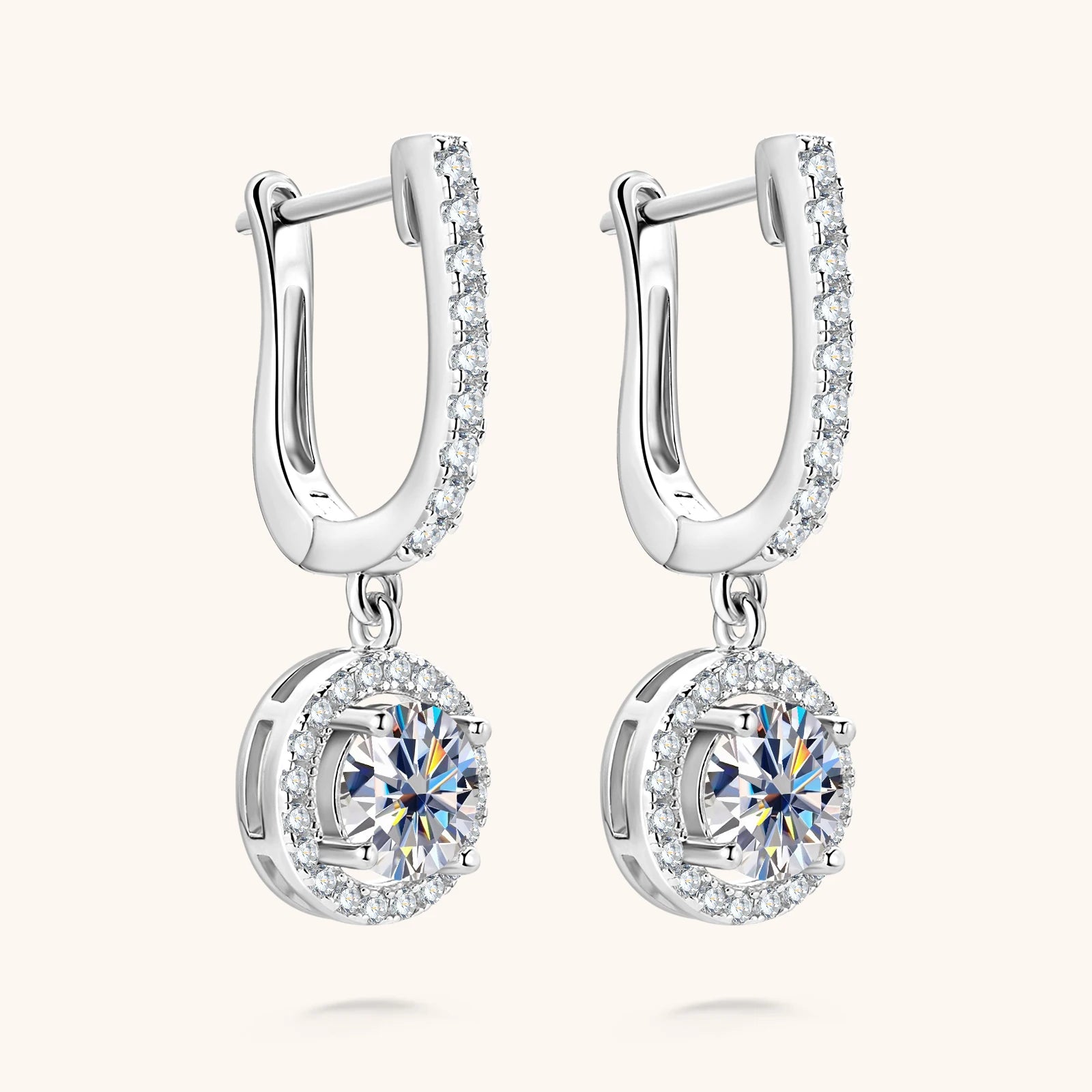 Moissanite Earrings for Women 100% 925 Sterling Silver Plated 1 Carat D Color 14k Gold Wedding  Jewelry with GRA Certified