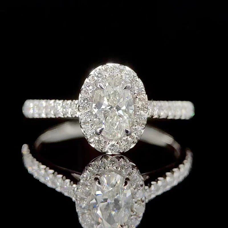 S925 Sterling Silver Engagement 2 CT Oval Moissanite Diamond Couple Wedding Ring Luxury Fine Jewelry