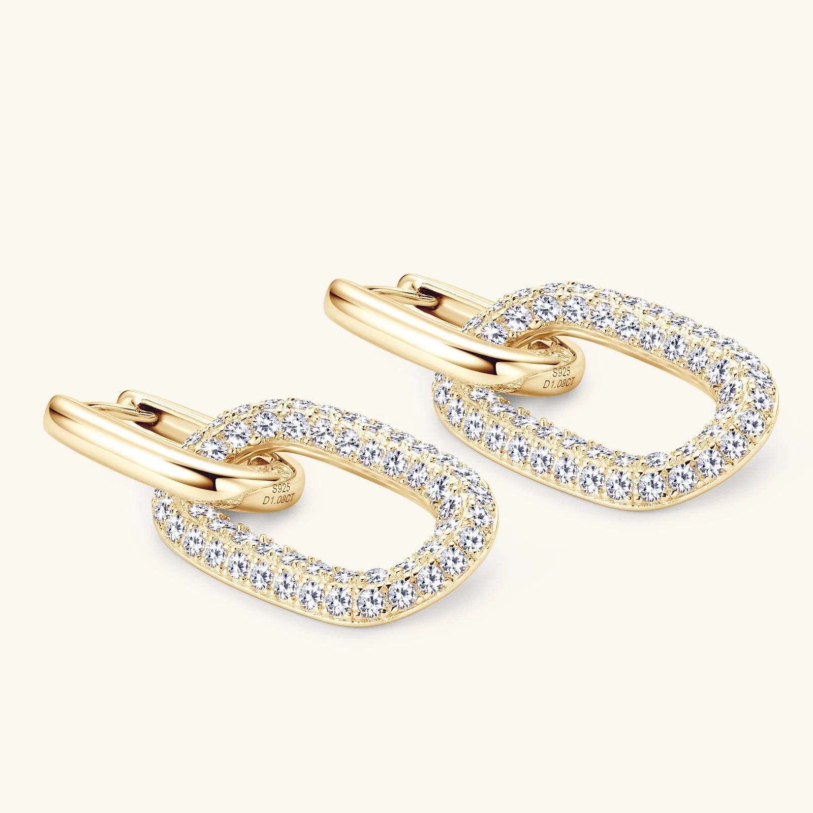 14K Gold Plated Moissanite Drop Earrings 925 Sterling Silver Paperclip Dangle Hoops Earrings for Women Trendy Jewelry