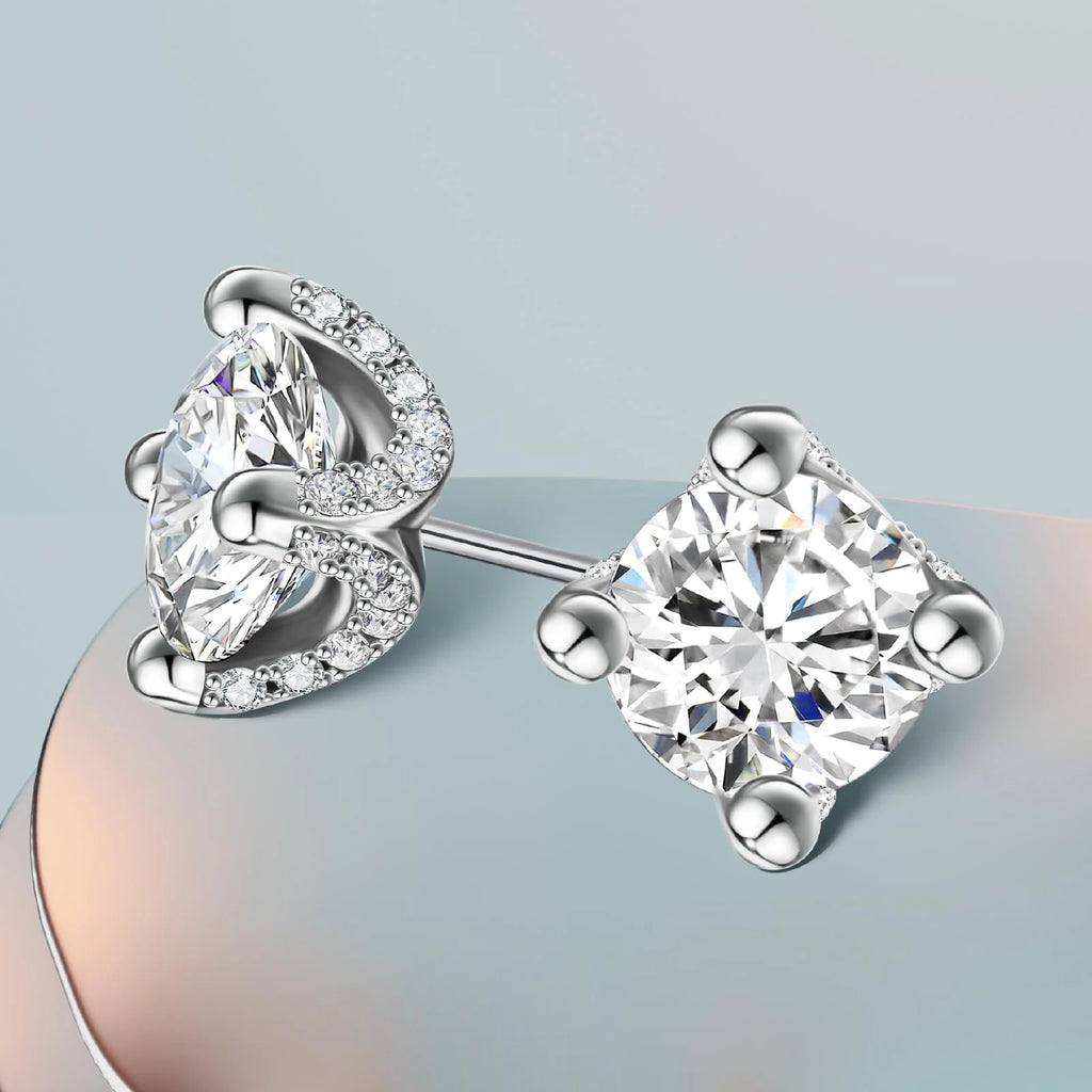 Moissanite Earrings 1ct Sparkly Lab Created Diamond Stud Earrings 18K Gold Plated 925 Sterling Silver Jewelry Gifts for Women