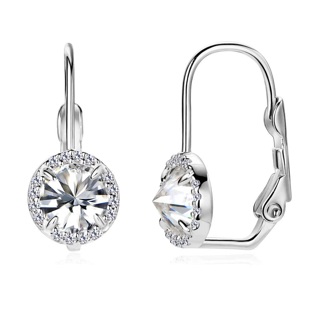 18K Gold Plated Full Moissanite Earrings for Women 6.5mm D Color Lab Diamond Hoop Earring Pure 925 Silver Jewelry