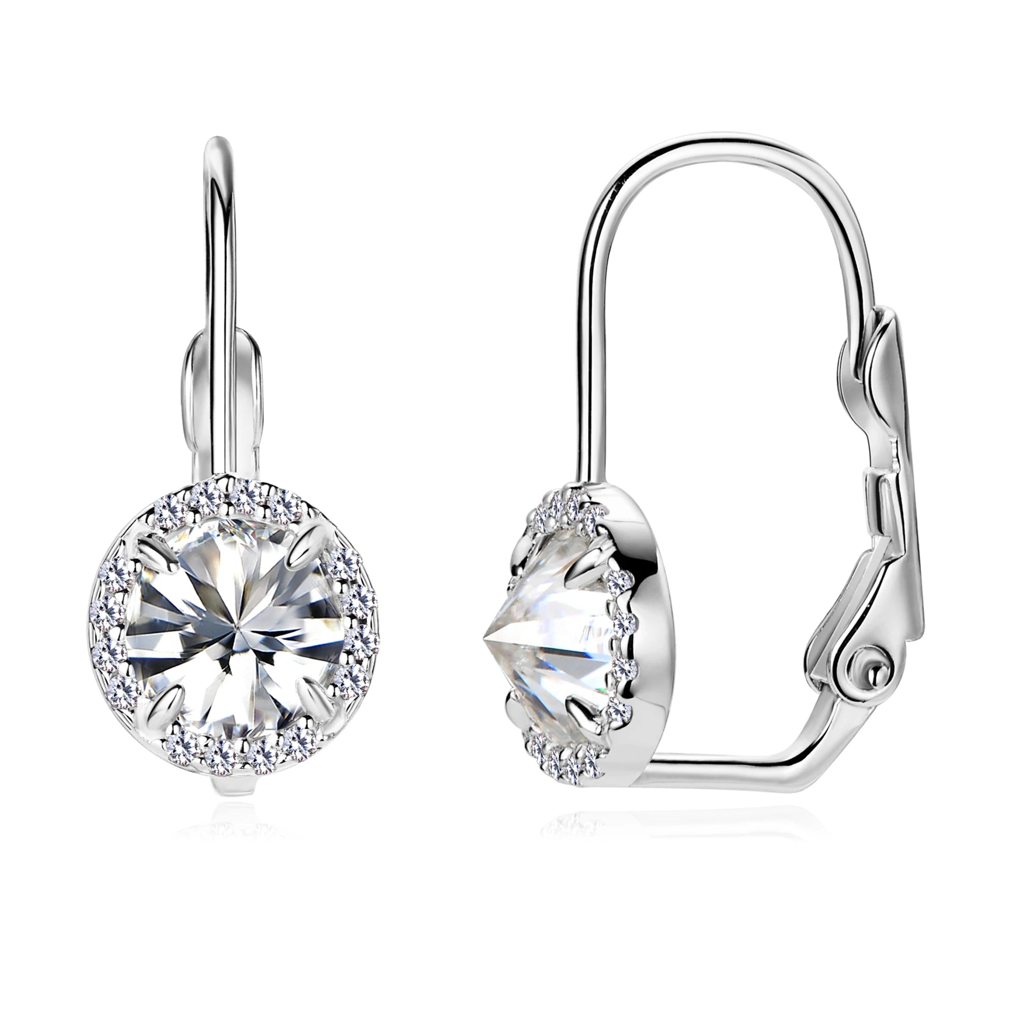 18K Gold Plated Full Moissanite Earrings for Women 6.5mm D Color Lab Diamond Hoop Earring Pure 925 Silver Jewelry