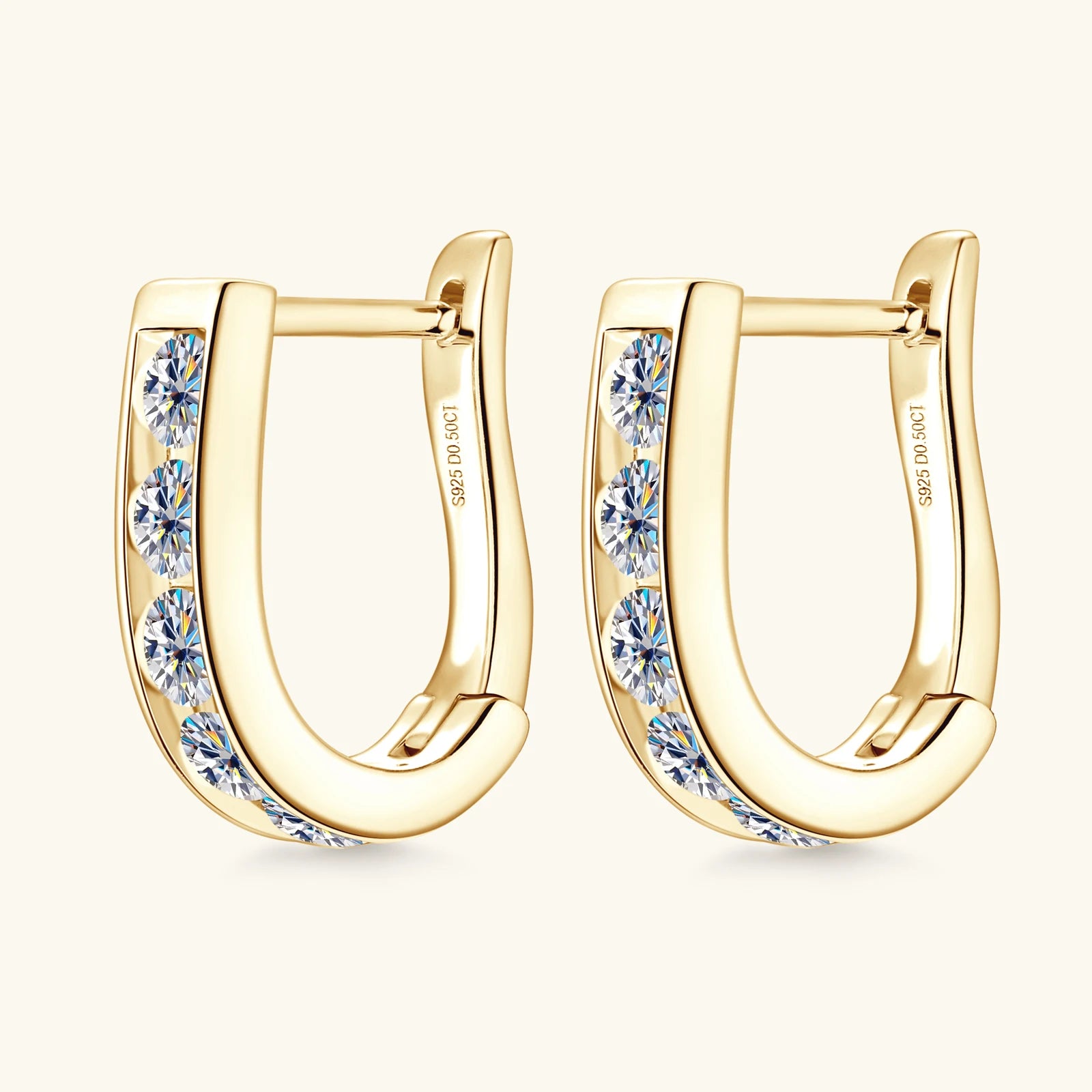 Moissanite Earring for Women 925 Sterling Silver Plated Gold Hoop Earrings 3mm 0.1ct Trending Jewelry Accessories