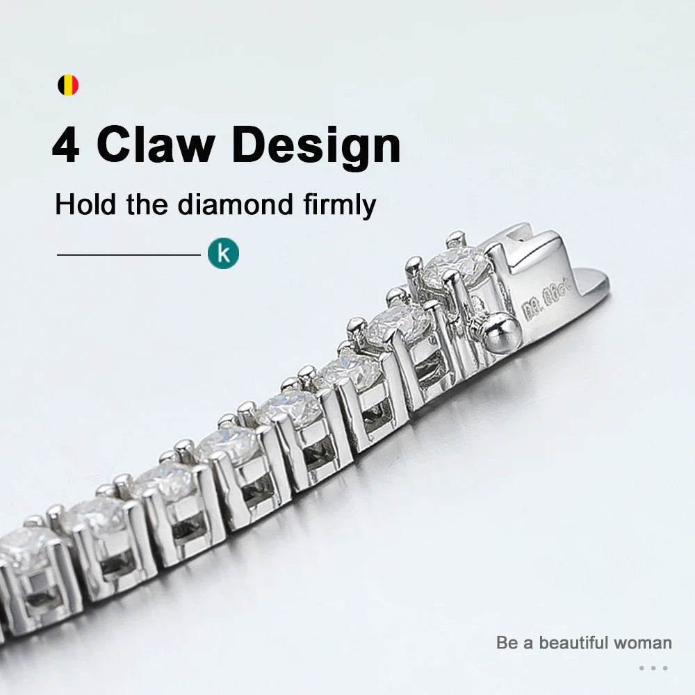 2mm Moissanite Tennis Bracelet | D Color S925 Silver