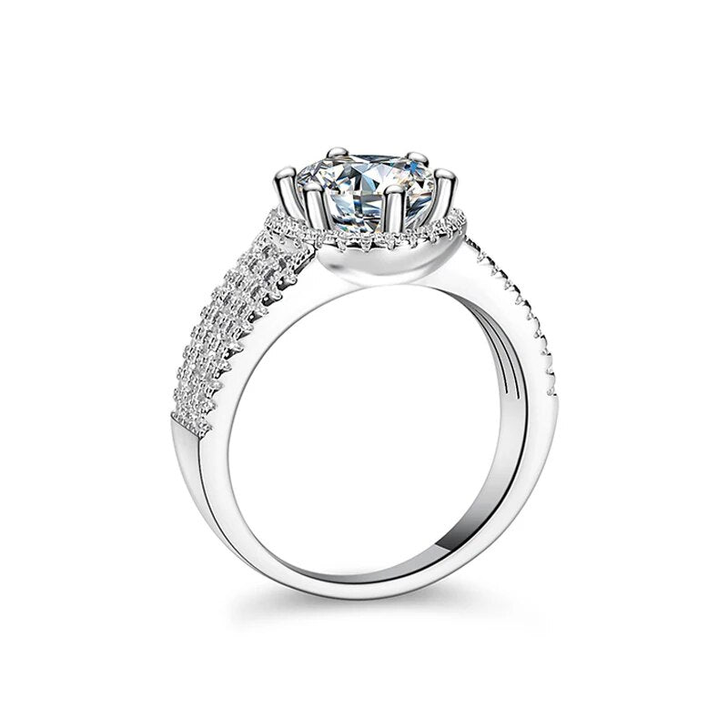 2 Carat Round Moissanite Rings