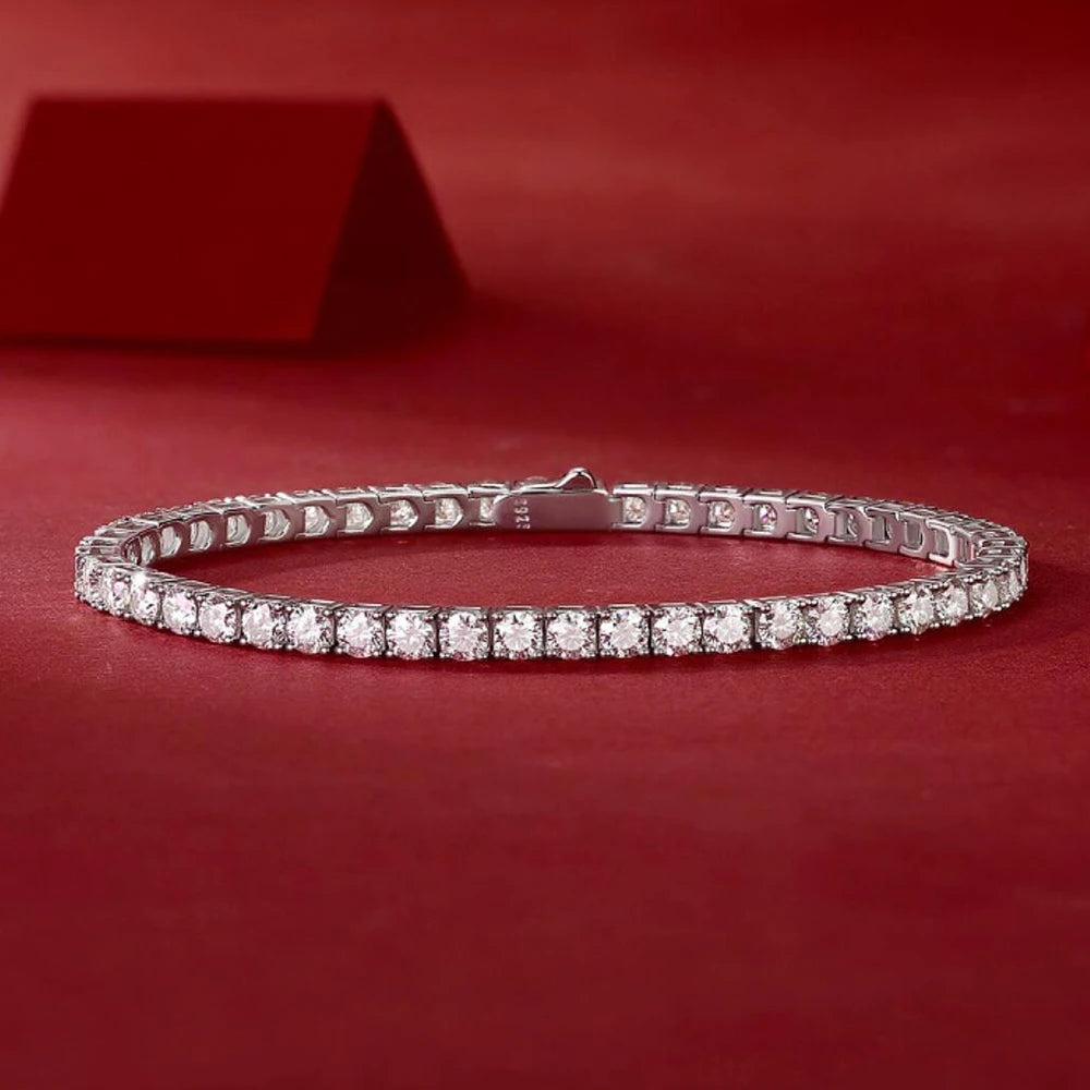 Real Moissanite 3/4/5mm Tennis Bracelet for Women Man Original 925 Sterling Silver Plated 18k Gold Diamond Bracelets with GRA