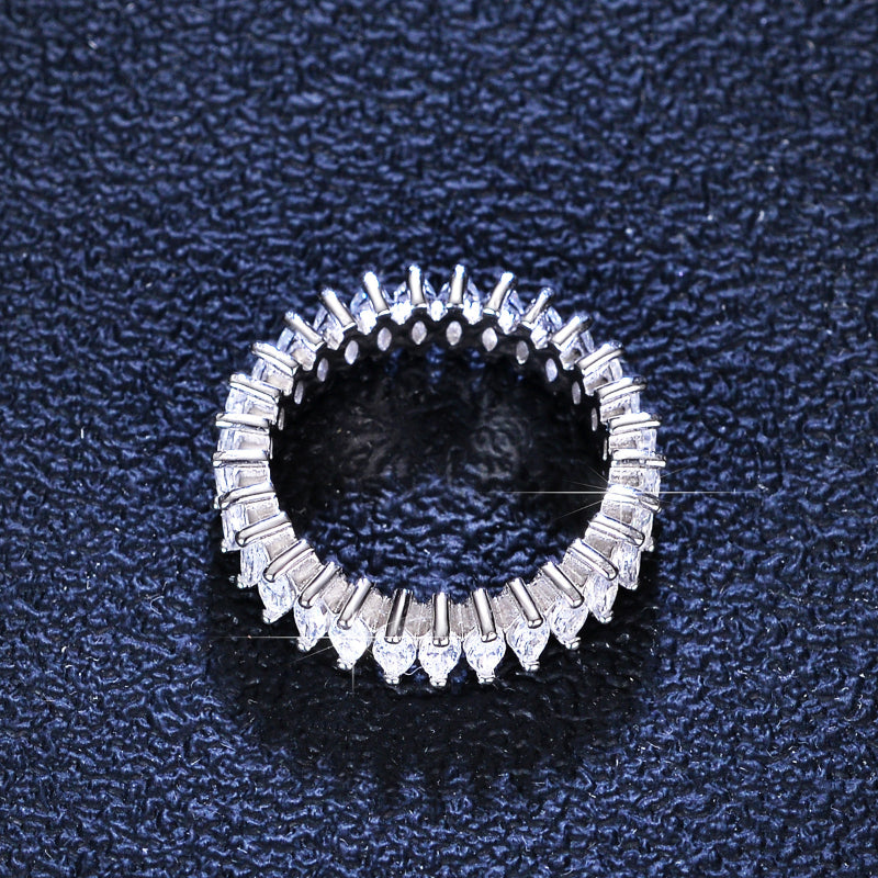 Moissanite Ring S925 Silver Marquise Cut 3 Carat Women Engagement Jewelry Prong Setting Wedding Bands