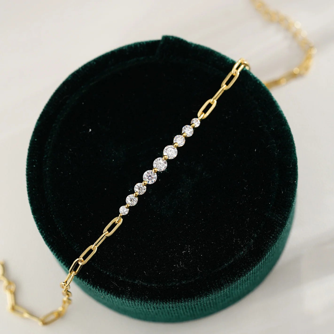 Full Moissanite Bracelets for Women Adjustable Chain 925 Sterling Silver Plated 18K Gold Dainty Bracelet GRA Certified