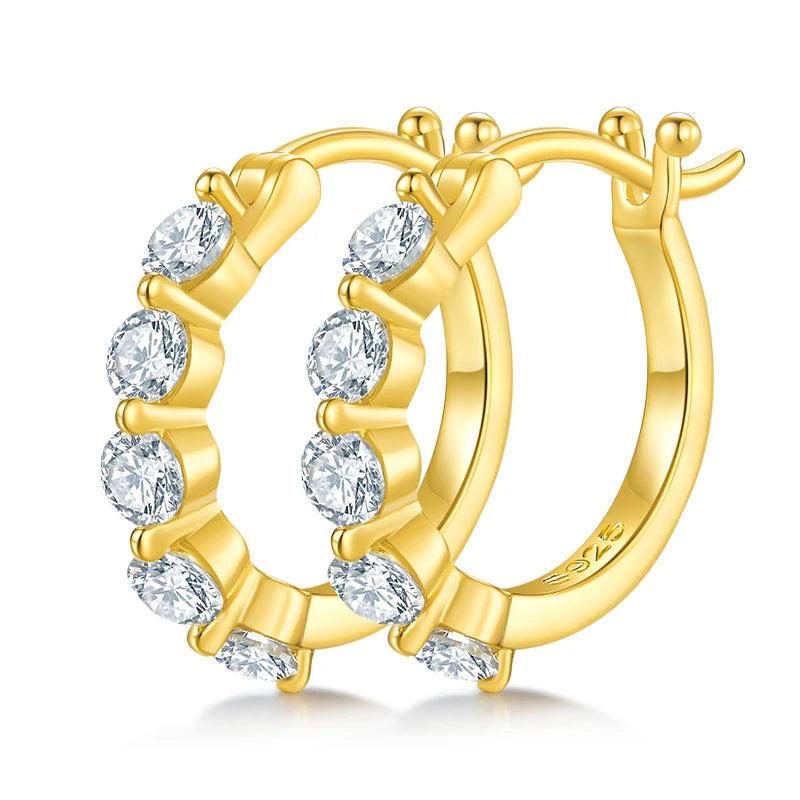 D-Color Round Moissanite Earrings 925 Sterling Silver Hoop Earring