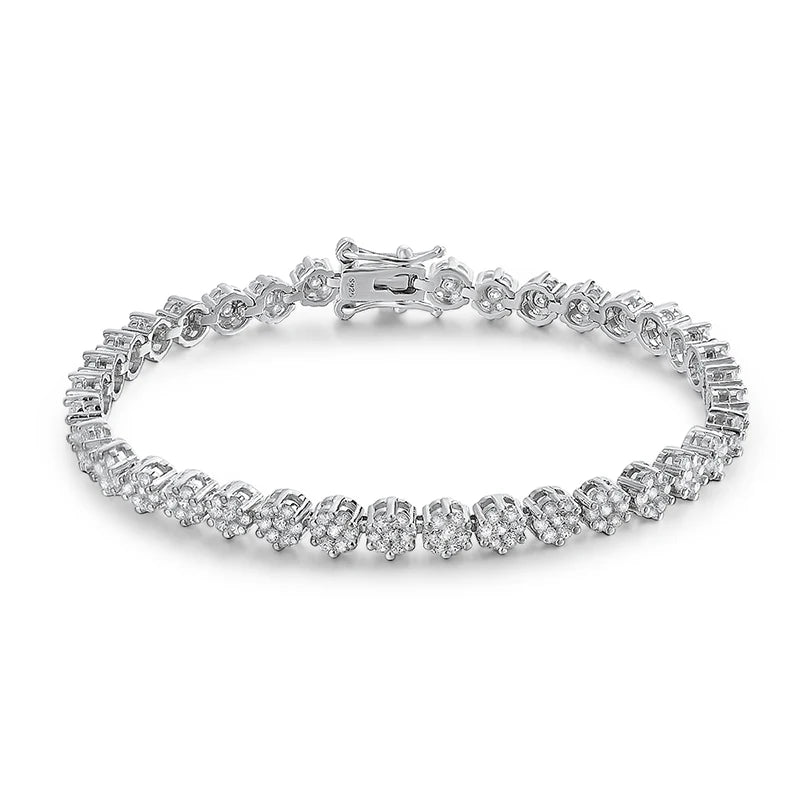 Moissanite Tennis Bracelet Full Diamond GRA 925 Sterling Silver Plated White Gold D VVS1