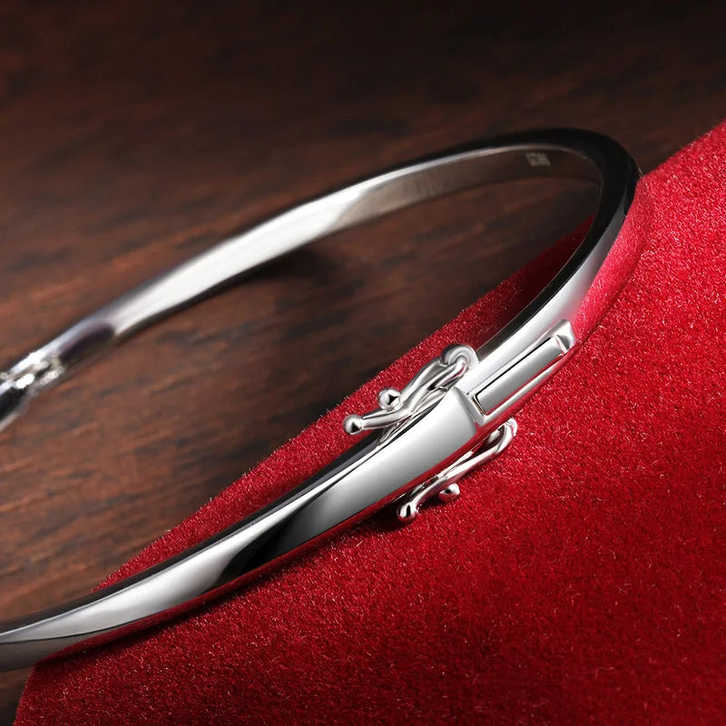 Moissanite Bangles Elegant Women Diamond Solid s925 Silver 17-18cm Wrist