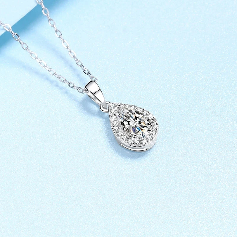 Wedding 18K White Gold Necklaces for Women Engagement 1Carat VVS1 D Color Moissanite Diamond Pendant for Girlfriend Fine Jewelry