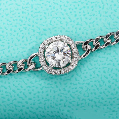 1ct  Moissanite Cuban Chain Bracelet