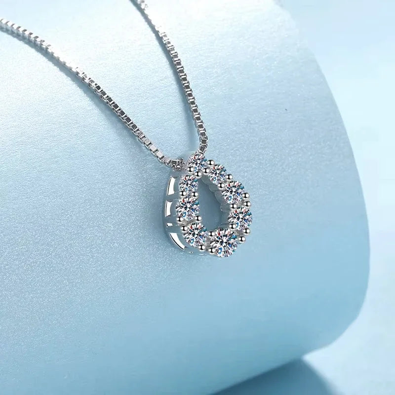 WOMEN White Gold 18K Wedding Necklaces 0.62CT Moissanite Diamond Girl Friend Valentine's Day PT950 Platinum WIFE Birthday Gift