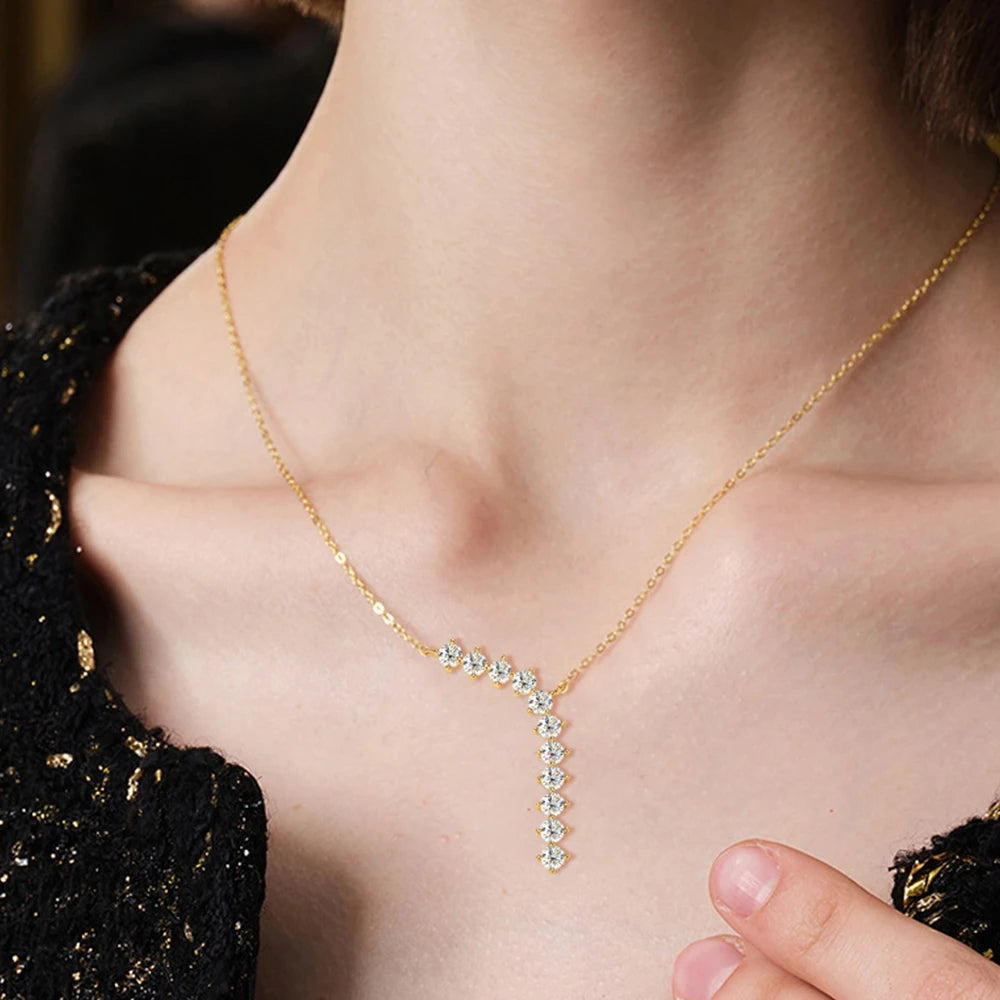 GRA Certified 3mm D Color Moissanite Necklace for Women Sparkling Lab Diamond Necklace Pure S925 Silver Chain Jewelry