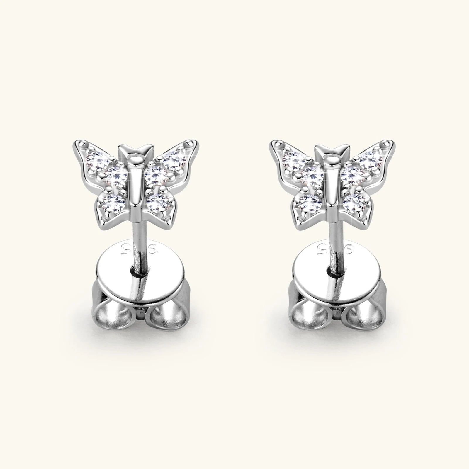 925 Silver Butterfly Earrings 1.2mm Full Moissanite Studs Earrings For Women Sparkling Diamond Small Ear Stud Jewelry Girl Party