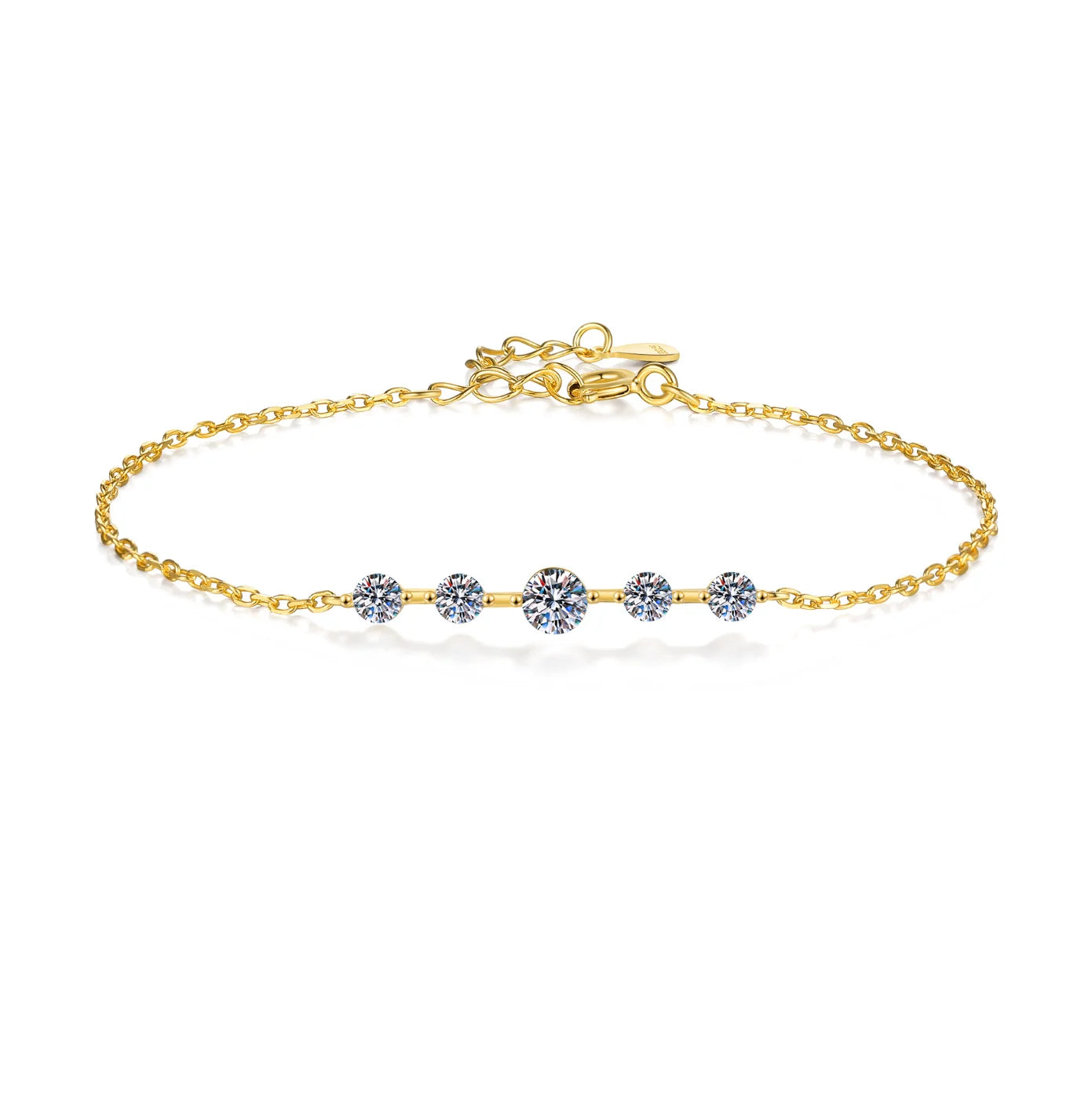 4mm 3mm Moissanite Bracelets for Women 925 Sterling Silver Plated 18K Gold Bracelet Adjustable Chain Jewelry Gift