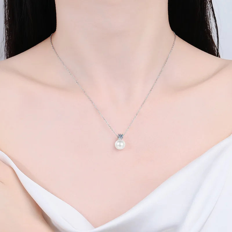 Freshwater Pearl Moissanite Necklace