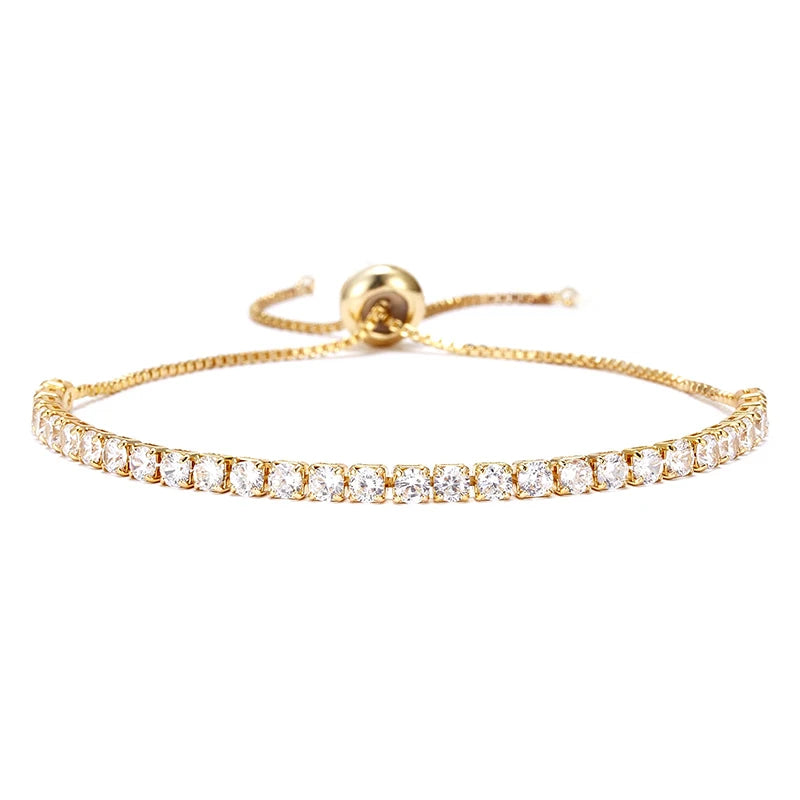 Moissanite Tennis Bracelet 3mm for Women 925 Sterling Silver with Gold Plated Fine Jewelry Lab Diamond Chains Bracelets