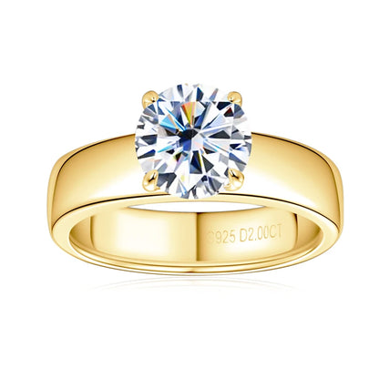 925 Sliver 2ct 8mm Moissanite Ring 18k Gold Plated