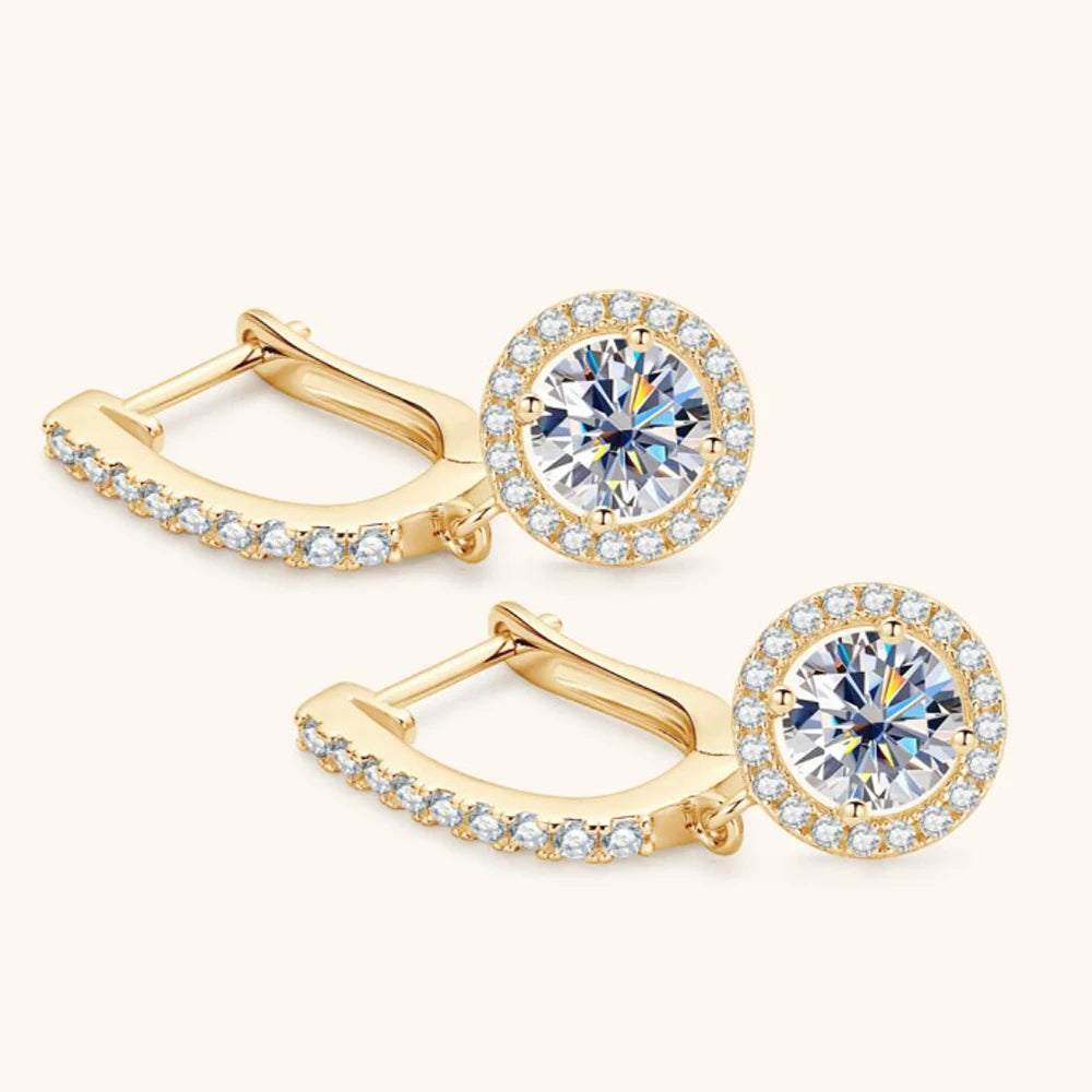 Drop Earrings for Women 925 Sterling Sliver Plated 1CT D Color Moissanite White Gold Rose Gold Earring Bride Wedding Jewelry