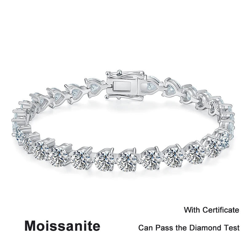 Moissanite Tennis Bracelet 3mm 4mm 5mm 3 Claw Lab Diamond Bracelet Chain s925 Sterling Silver Bracelets for Women Man