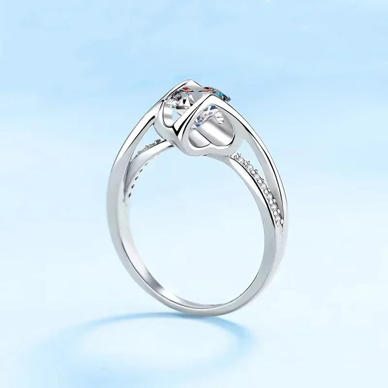 Women Engagement 18K White Gold Lady Wedding Band 1CT Moissanite Diamond Girl Birthday Gift PT950 Platinum Valentine's Day Rings