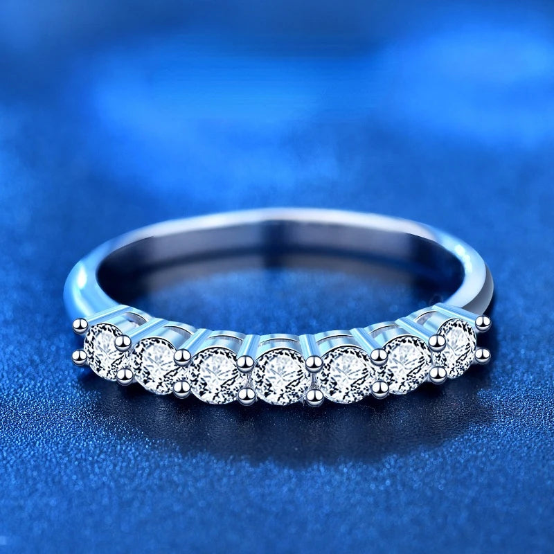 Moissanite Ring 925 Silver 0.7 CT Wedding Ring Prong Setting Fine Jewelry