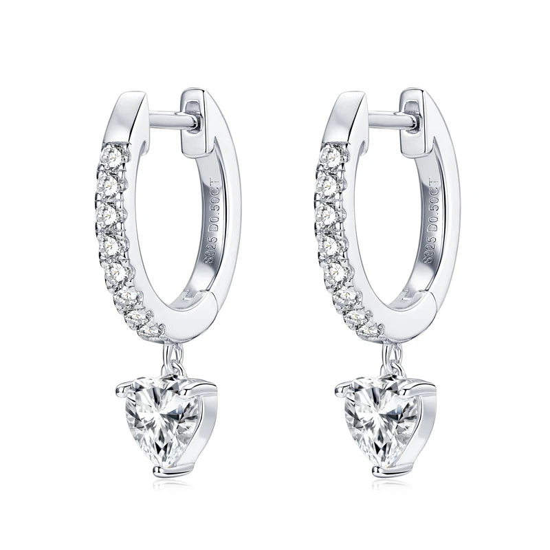 Heart Cut Pendant Moissanite Earring 925 Sterling Silver Dangle Earrings