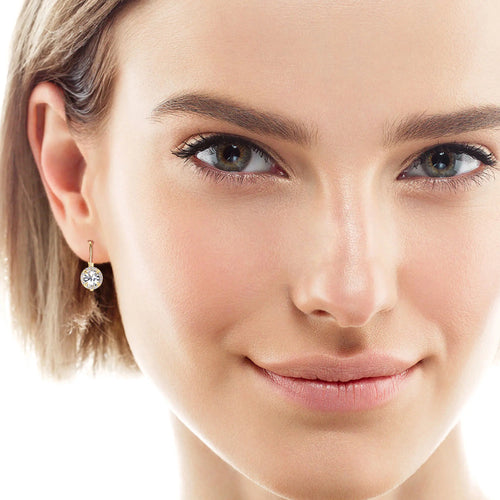 18K Gold Plated Full Moissanite Earrings for Women 6.5mm D Color Lab Diamond Hoop Earring Pure 925 Silver Jewelry