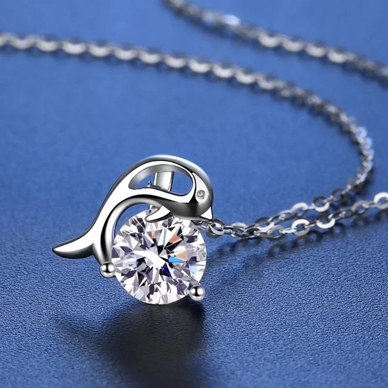 1ct Moissanite Dolphin Necklace