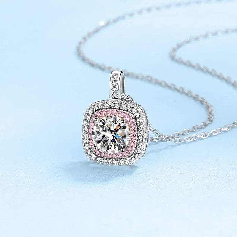 Girl Friend Valentine's Day 18K White Gold Necklaces 1CT Moissanite Diamond Women Birthday Gift PT950 Platinum Wedding Jewelry