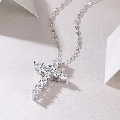 1.1ct Moissanite Cross Pendant Necklace