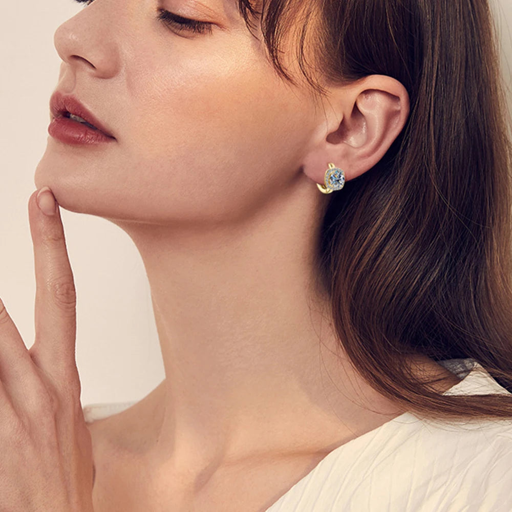 Hoop Earrings for Women GRA Certified S925 Sterling 1CT Full Moissanite Silver Lab Diamond Earring Wedding Jewelry