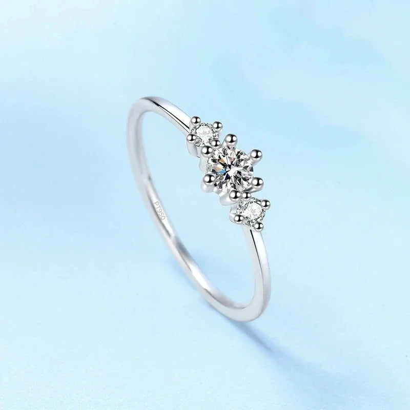 Lady Valentine's Day PT950 Platinum Women Wedding Band 0.26CT Moissanite Diamond Girl Birthday Gift Rings Daughter Fine Jewelry