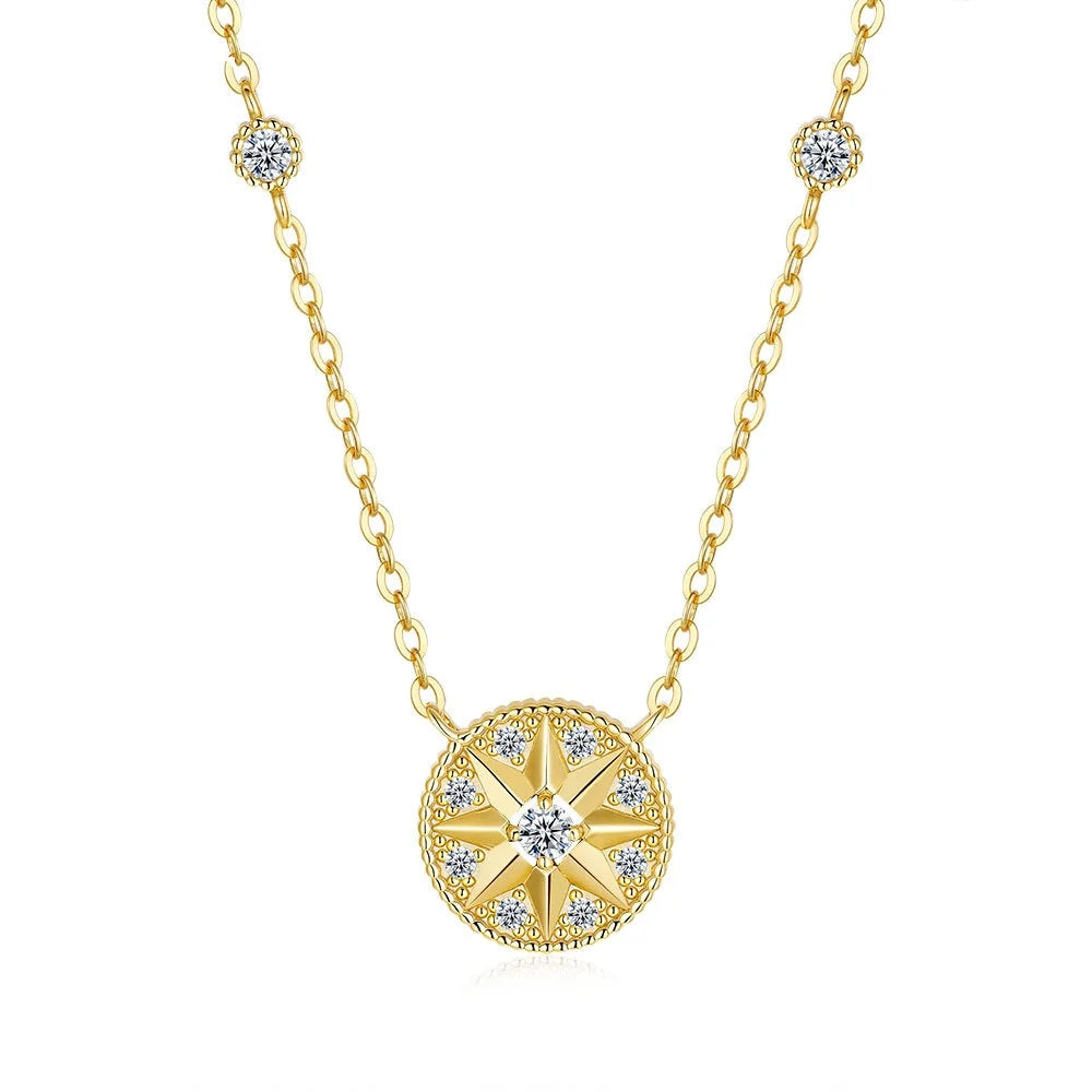 Hexagram Pendant For Women's 14K Gold with Diamond Moissanite Necklace Wedding Fine Jewelry