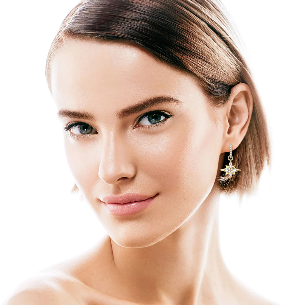 Real Moissanite Hoop Earrings S925 Sterling Silver Plated 18k Gold Star Drop Earrings for Women Piercing Jewelry Gifts