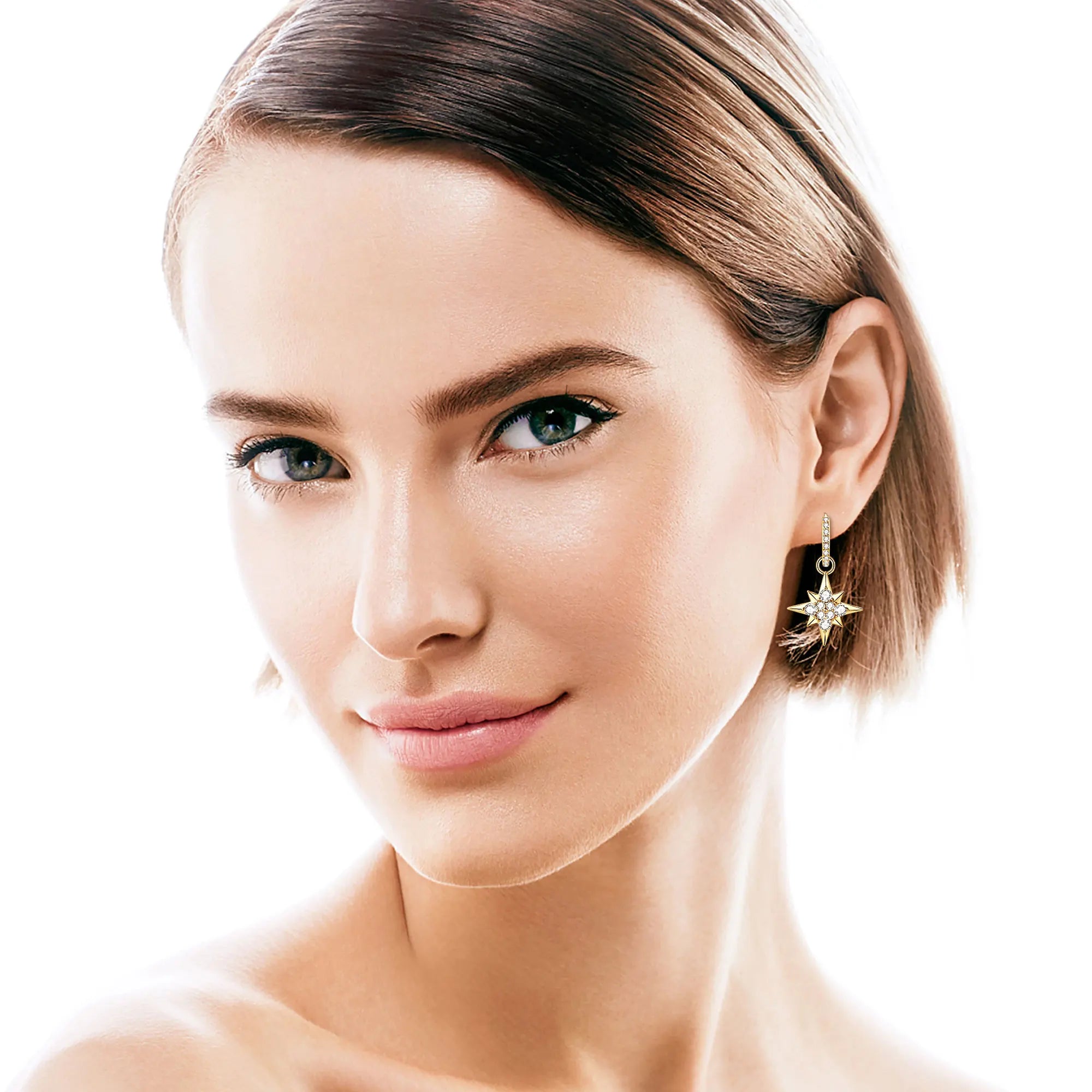 Real Moissanite Hoop Earrings S925 Sterling Silver Plated 18k Gold Star Drop Earrings for Women Piercing Jewelry Gifts