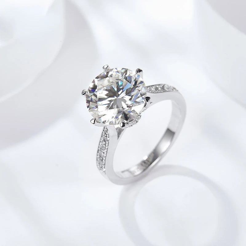 Moissanite Ring for Women Round 5 Carat D Color S925 Silver Engagement Ring