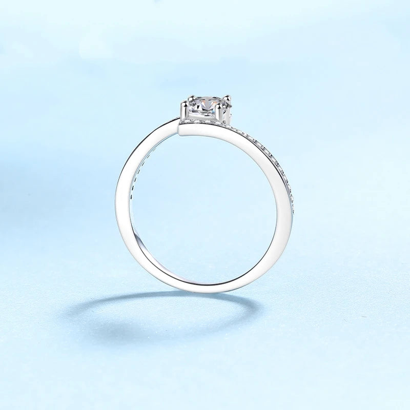 Lover Valentine's Day 18K White Gold Girl Birthday Gift Offset Rings 0.5CT Moissanite Diamond PT950 Platinum Women Wedding Band