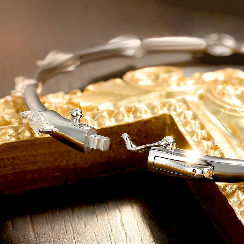 5-Stone Marquise Moissanite Bangle | D VVS1 S925 Silver