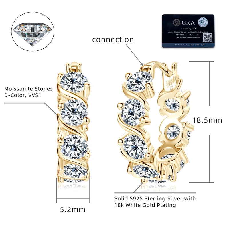4.8CTTW Sparkling Round Cut Moissanite Earring