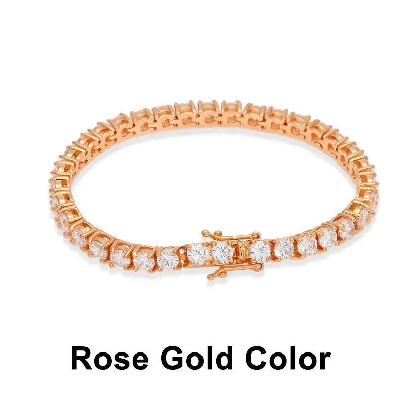 Moissanite Tennis Bracelet 3mm 4mm 925 Sterling Silver with White Gold Plated Pass Diamond Tester Bracelets for Women Men