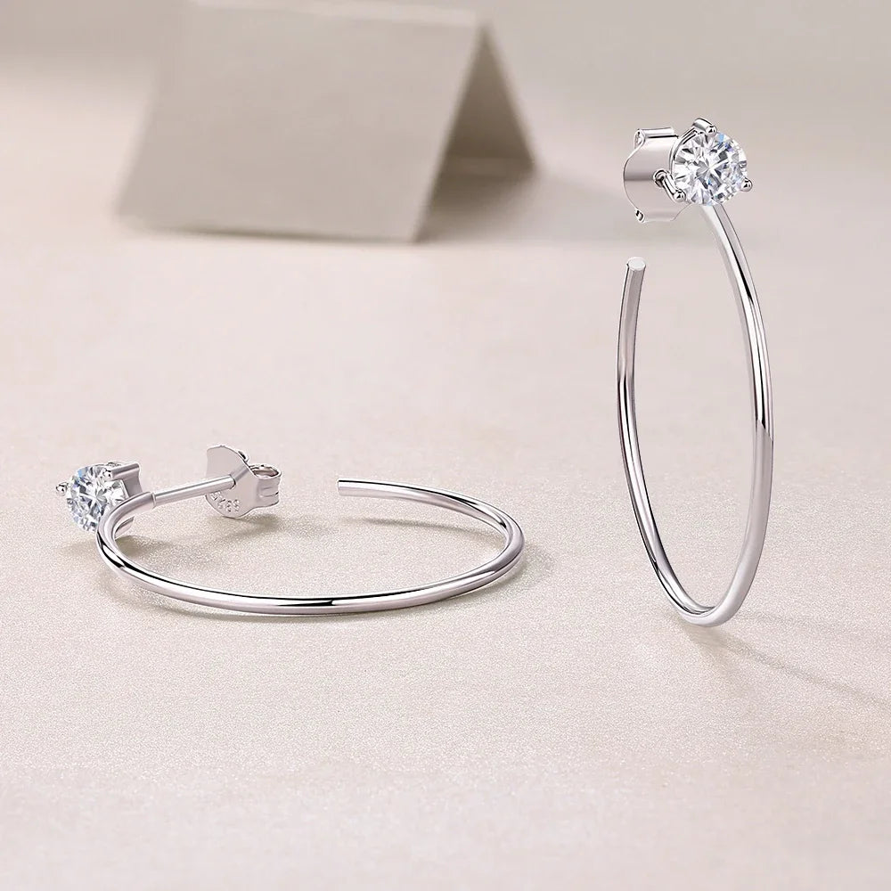 Moissanite Diamond Hoop Earrings