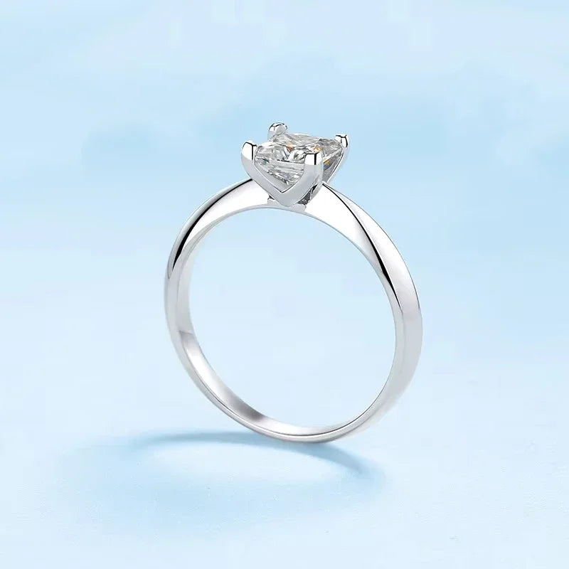 Engagement Women 18K White Gold Wedding Band 1/2CT Moissanite Diamond Girl Birthday Gift PT950 Platinum Valentine's Day Rings