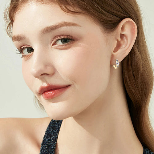 14K Gold Plated Moissanite Hoop Earrings 925 Sterling Silver Cartilage Piercing Earrings Ear Cuff for Women Gift Jewelry