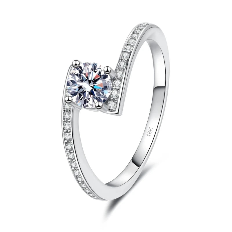 Lover Valentine's Day 18K White Gold Girl Birthday Gift Offset Rings 0.5CT Moissanite Diamond PT950 Platinum Women Wedding Band