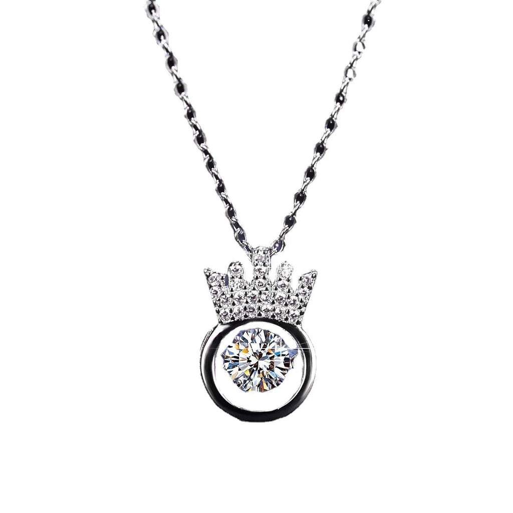 Platinum Pt950 Pendant 0.5 Carat Moissanite Diamond Smart Necklace for Women Crown Beating Heart Clavicle Chain Fine Jewelry