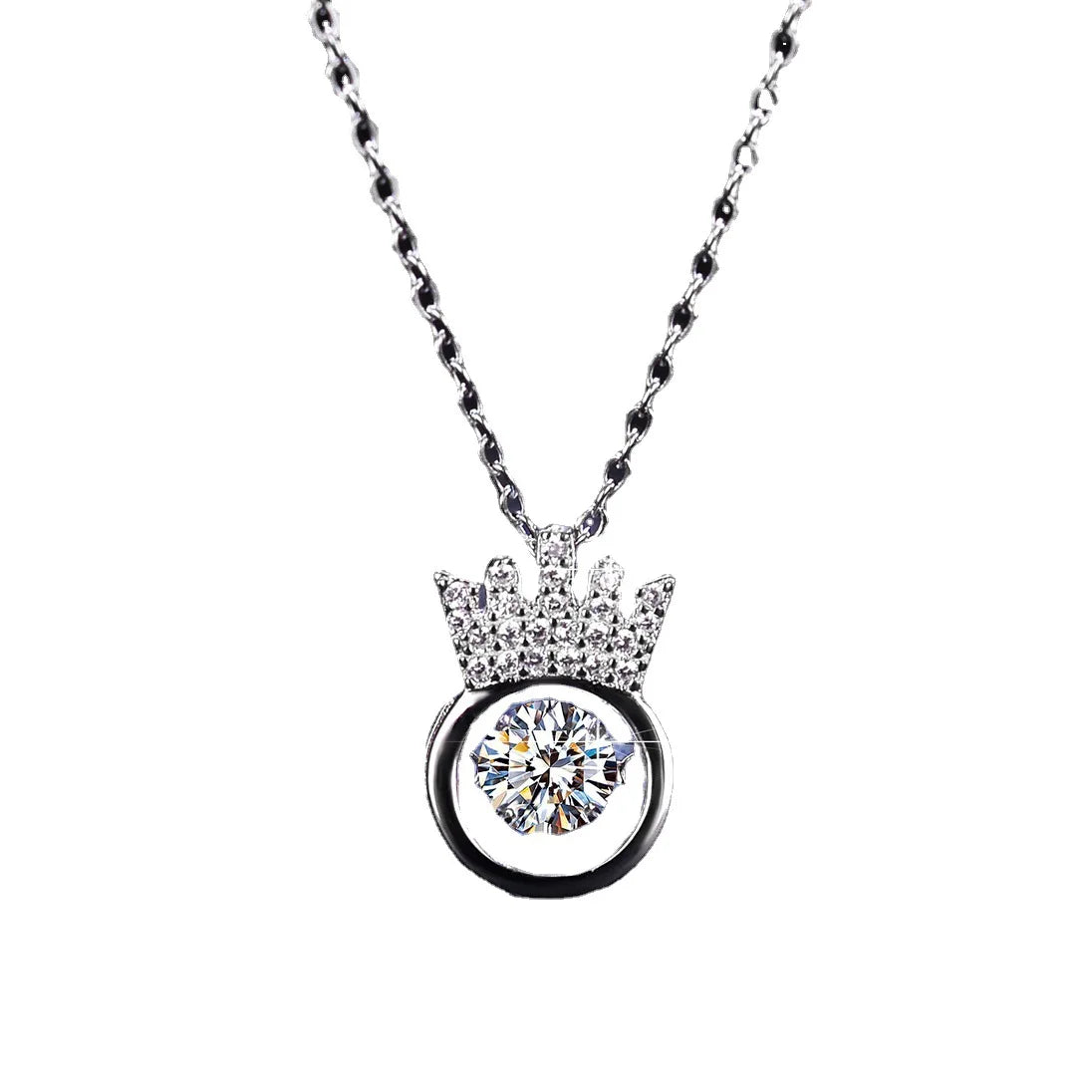 Platinum Pt950 Pendant 0.5 Carat Moissanite Diamond Smart Necklace for Women Crown Beating Heart Clavicle Chain Fine Jewelry